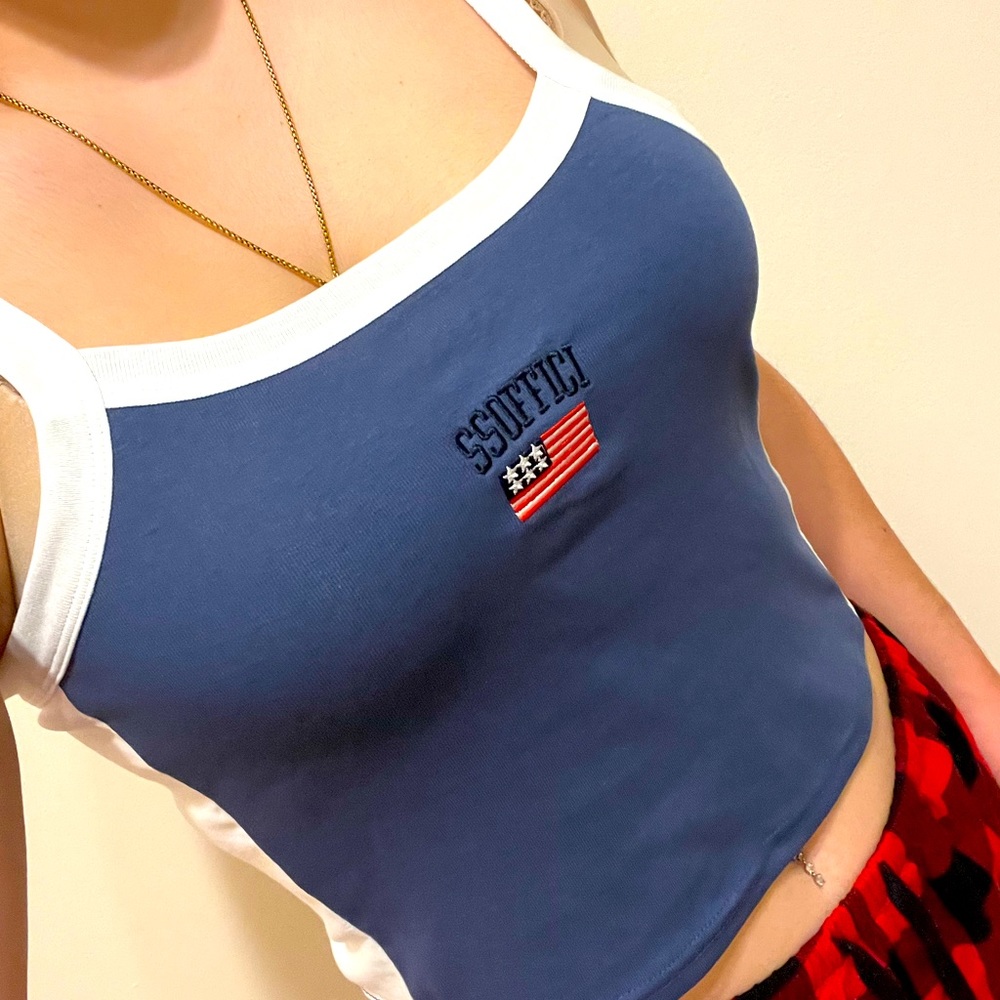 80s STYLE SPORTY AMERICANA CROPPED TANK